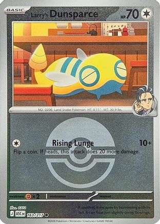 Larry's Dunsparce (Poke Ball) (163/null) - Reverse Holofoil [ME Ascended Heroes] - ME: Ascended Heroes - Card Brawlers | Quebec | Canada |