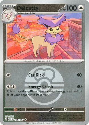 Delcatty (Love Ball) (166/null) - Reverse Holofoil [ME Ascended Heroes] - ME: Ascended Heroes - Card Brawlers | Quebec | Canada |
