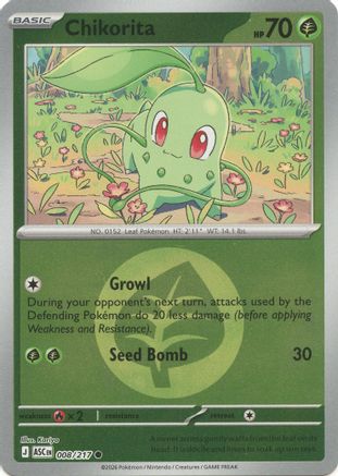 Chikorita (Energy Symbol Pattern) (008/null) - Reverse Holofoil [ME Ascended Heroes] - ME: Ascended Heroes - Card Brawlers | Quebec | Canada |