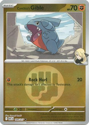 Cynthia's Gible (Energy Symbol Pattern) (109/null) - Reverse Holofoil [ME Ascended Heroes] - ME: Ascended Heroes - Card Brawlers | Quebec | Canada |