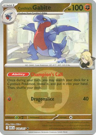 Cynthia's Gabite (Energy Symbol Pattern) (110/null) - Reverse Holofoil [ME Ascended Heroes] - ME: Ascended Heroes - Card Brawlers | Quebec | Canada |