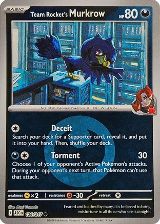 Team Rocket's Murkrow (Energy Symbol Pattern) (126/null) - Reverse Holofoil [ME Ascended Heroes] - ME: Ascended Heroes - Card Brawlers | Quebec | Canada |