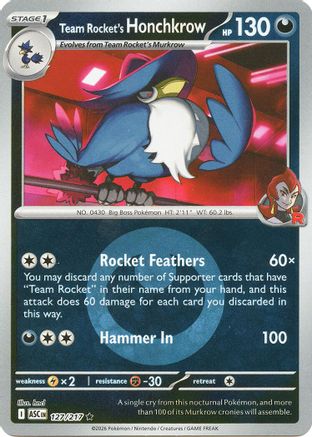 Team Rocket's Honchkrow (Energy Symbol Pattern) (127/null) - Reverse Holofoil [ME Ascended Heroes] - ME: Ascended Heroes - Card Brawlers | Quebec | Canada |