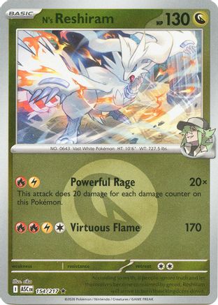 N's Reshiram (Energy Symbol Pattern) (154/null) - Reverse Holofoil [ME Ascended Heroes] - ME: Ascended Heroes - Card Brawlers | Quebec | Canada |