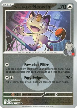Team Rocket's Meowth (Energy Symbol Pattern) (161/null) - Reverse Holofoil [ME Ascended Heroes] - ME: Ascended Heroes - Card Brawlers | Quebec | Canada |
