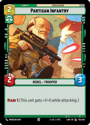 Partisan Infantry (154/264) - A Lawless Time - A Lawless Time - Card Brawlers | Quebec | Canada |