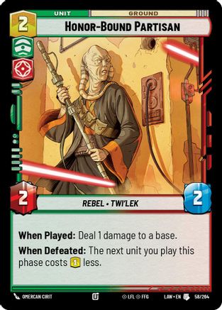 Honor-Bound Partisan (58/264) - A Lawless Time - A Lawless Time - Card Brawlers | Quebec | Canada |