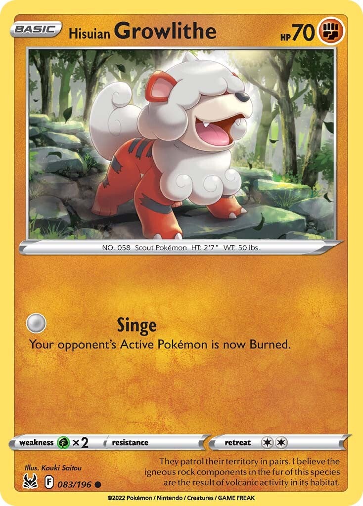 Hisuian Growlithe (083/196) [Sword & Shield: Lost Origin] - Pokémon - Card Brawlers | Quebec | Canada |