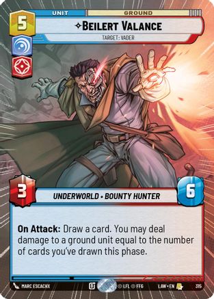 Beilert Valance - Target: Vader (Hyperspace) (315) - A Lawless Time - A Lawless Time - Card Brawlers | Quebec | Canada |