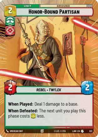 Honor-Bound Partisan (Hyperspace) (322) - A Lawless Time - A Lawless Time - Card Brawlers | Quebec | Canada |