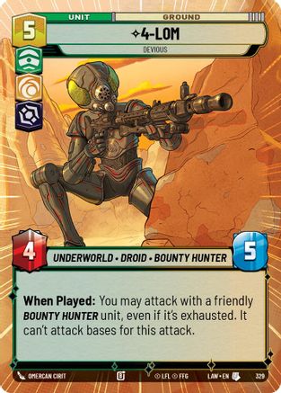 4-LOM - Devious (Hyperspace) (329) - A Lawless Time - A Lawless Time - Card Brawlers | Quebec | Canada |