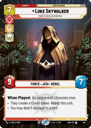 Luke Skywalker - Profit or Be Destroyed (Hyperspace) (344) - A Lawless Time - A Lawless Time - Card Brawlers | Quebec | Canada |