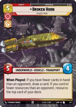 Broken Horn - Vizago's Pride (Hyperspace) (347) - A Lawless Time - A Lawless Time - Card Brawlers | Quebec | Canada |
