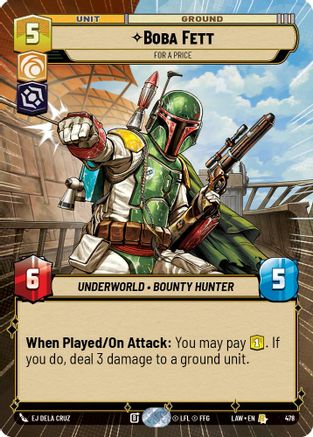 Boba Fett - For a Price (Hyperspace) (478) - A Lawless Time - A Lawless Time - Card Brawlers | Quebec | Canada |