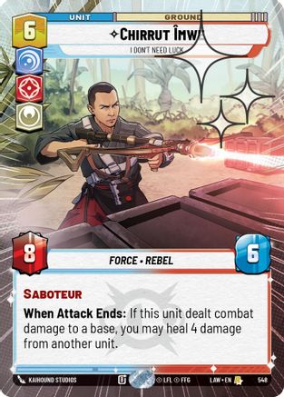 Chirrut Imwe - I Don't Need Luck (Hyperspace Foil) (310) - A Lawless Time Foil - A Lawless Time - Card Brawlers | Quebec | Canada |
