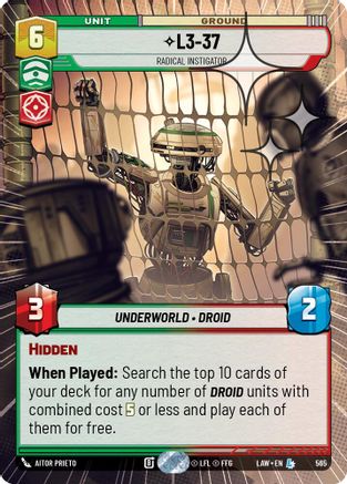 L3-37 - Radical Instigator (Hyperspace Foil) (327) - A Lawless Time Foil - A Lawless Time - Card Brawlers | Quebec | Canada |