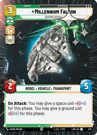 Millennium Falcon - Dodgin Patrols (Hyperspace Foil) (332) - A Lawless Time Foil - A Lawless Time - Card Brawlers | Quebec | Canada |