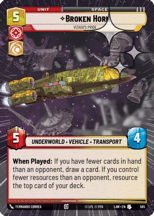 Broken Horn - Vizago's Pride (Hyperspace Foil) (347) - A Lawless Time Foil - A Lawless Time - Card Brawlers | Quebec | Canada |