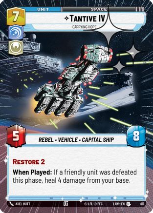 Tantive IV - Carrying Hope (Hyperspace Foil) (373) - A Lawless Time Foil - A Lawless Time - Card Brawlers | Quebec | Canada |