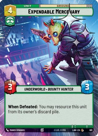 Expendable Mercenary (Hyperspace Foil) (423) - A Lawless Time Foil - A Lawless Time - Card Brawlers | Quebec | Canada |