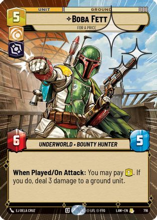 Boba Fett - For a Price (Hyperspace Foil) (478) - A Lawless Time Foil - A Lawless Time - Card Brawlers | Quebec | Canada |