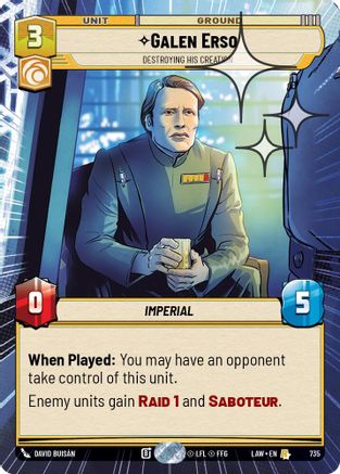 Galen Erso - Destroying His Creation (Hyperspace Foil) (497) - A Lawless Time Foil - A Lawless Time - Card Brawlers | Quebec | Canada |