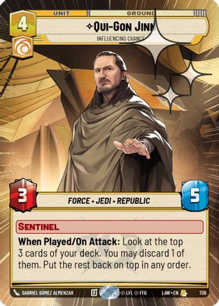 Qui-Gon Jinn - Influencing Chance (Hyperspace Foil) (501) - A Lawless Time Foil - A Lawless Time - Card Brawlers | Quebec | Canada |