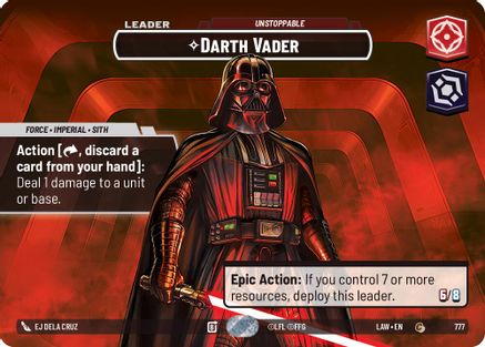 Darth Vader - Unstoppable (Showcase) (777) - A Lawless Time Foil - A Lawless Time - Card Brawlers | Quebec | Canada |