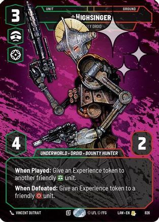 Highsinger - Deadly Droid (Prestige Foil) (826) - A Lawless Time Foil - A Lawless Time - Card Brawlers | Quebec | Canada |