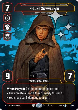 Luke Skywalker - Profit or Be Destroyed (Prestige Foil) (845) - A Lawless Time Foil - A Lawless Time - Card Brawlers | Quebec | Canada |