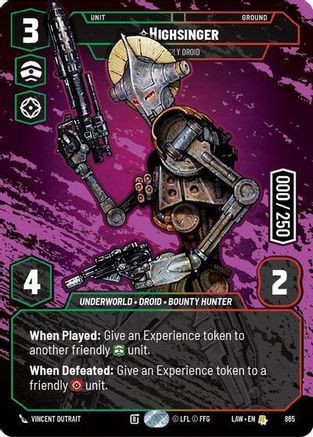 Highsinger - Deadly Droid (Serialized) (865) - A Lawless Time Foil - A Lawless Time - Card Brawlers | Quebec | Canada |