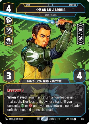 Kanan Jarrus - Spectre One (Serialized) (872) - A Lawless Time Foil - A Lawless Time - Card Brawlers | Quebec | Canada |
