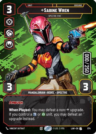 Sabine Wren - Spectre Five (Serialized) (874) - A Lawless Time Foil - A Lawless Time - Card Brawlers | Quebec | Canada |