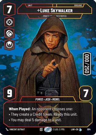 Luke Skywalker - Profit or Be Destroyed (Serialized) (884) - A Lawless Time Foil - A Lawless Time - Card Brawlers | Quebec | Canada |