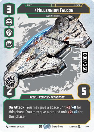 Millennium Falcon - Dodging Patrols (Serialized) (890) - A Lawless Time Foil - A Lawless Time - Card Brawlers | Quebec | Canada |