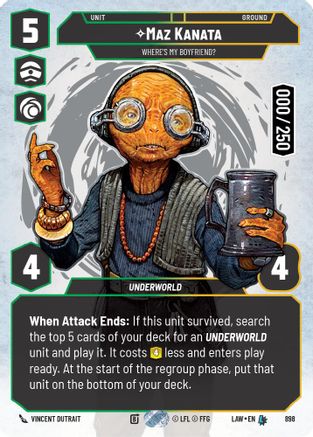 Maz Kanata - Where's My Boyfriend? (Serialized) (898) - A Lawless Time Foil - A Lawless Time - Card Brawlers | Quebec | Canada |