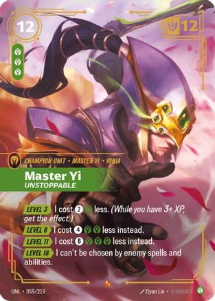 Master Yi - Unstoppable (059/219) - Unleashed Foil - Unleashed - Card Brawlers | Quebec | Canada |