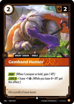 Gemhand Hunter (094/219) - Unleashed Foil - Unleashed - Card Brawlers | Quebec | Canada |