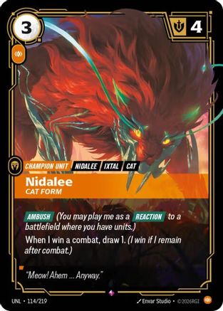Nidalee - Cat Form (114/219) - Unleashed Foil - Unleashed - Card Brawlers | Quebec | Canada |