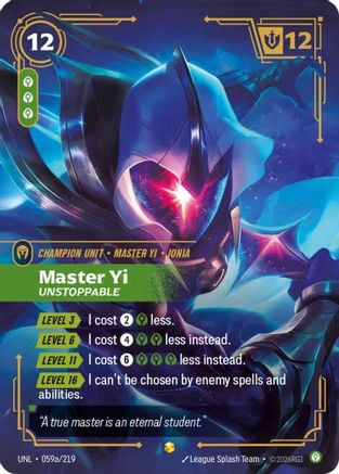 Master Yi - Unstoppable (Alternate Art) (059a/219) - Unleashed Foil - Unleashed - Card Brawlers | Quebec | Canada |