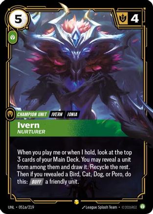 Ivern - Nurturer (Alternate Art) (051a/219) - Unleashed Foil - Unleashed - Card Brawlers | Quebec | Canada |
