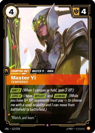 Master Yi - Tempered (113/219) - Unleashed Foil - Unleashed - Card Brawlers | Quebec | Canada |