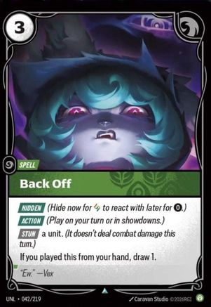 Back Off (042/219) - Unleashed - Unleashed - Card Brawlers | Quebec | Canada |