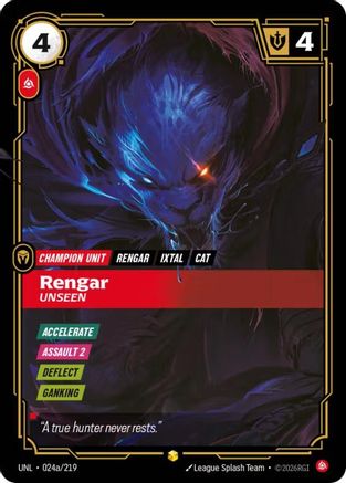Rengar - Unseen (Alternate Art) (024a/219) - Unleashed Foil - Unleashed - Card Brawlers | Quebec | Canada |