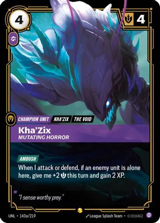 Kha'Zix - Mutating Horror (Alternate Art) (143a/219) - Unleashed Foil - Unleashed - Card Brawlers | Quebec | Canada |