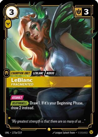 LeBlanc - Fragmented (Alternate Art) (172a/219) - Unleashed Foil - Unleashed - Card Brawlers | Quebec | Canada |
