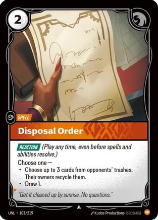 Disposal Order (103/219) - Unleashed - Unleashed - Card Brawlers | Quebec | Canada |