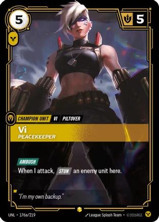 Vi - Peacekeeper (Alternate Art) (176a/219) - Unleashed Foil - Unleashed - Card Brawlers | Quebec | Canada |