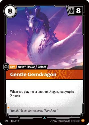 Gentle Gemdragon (104/219) - Unleashed Foil - Unleashed - Card Brawlers | Quebec | Canada |