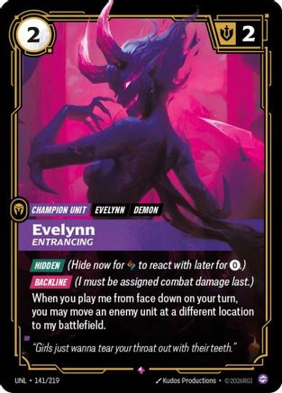 Evelynn - Entrancing (141/219) - Unleashed Foil - Unleashed - Card Brawlers | Quebec | Canada |